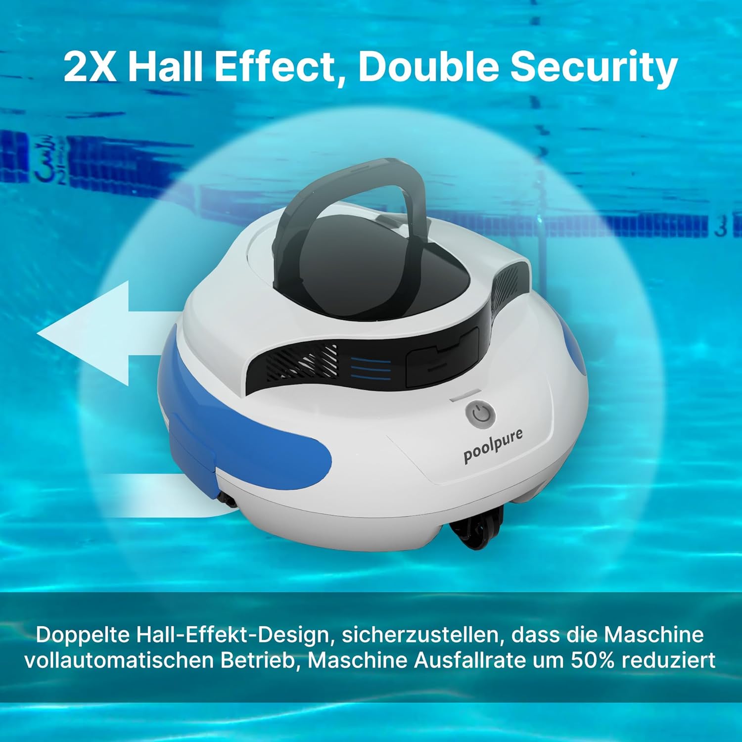 POOLPURE Wireless Pool Robot Cleaner 100 Min Runtime Self-Parking