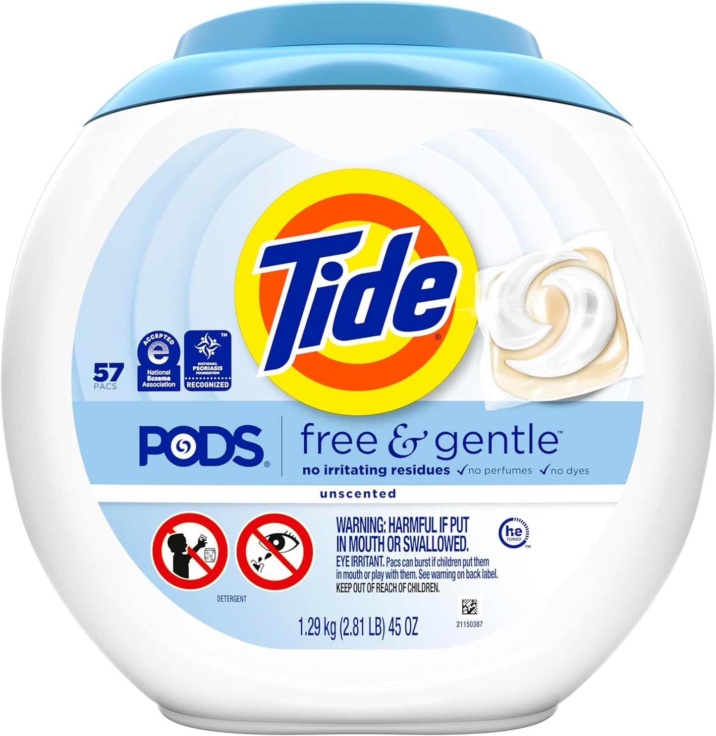 Tide PODS Free & Gentle Liquid Laundry Detergent Pacs – 57 Count