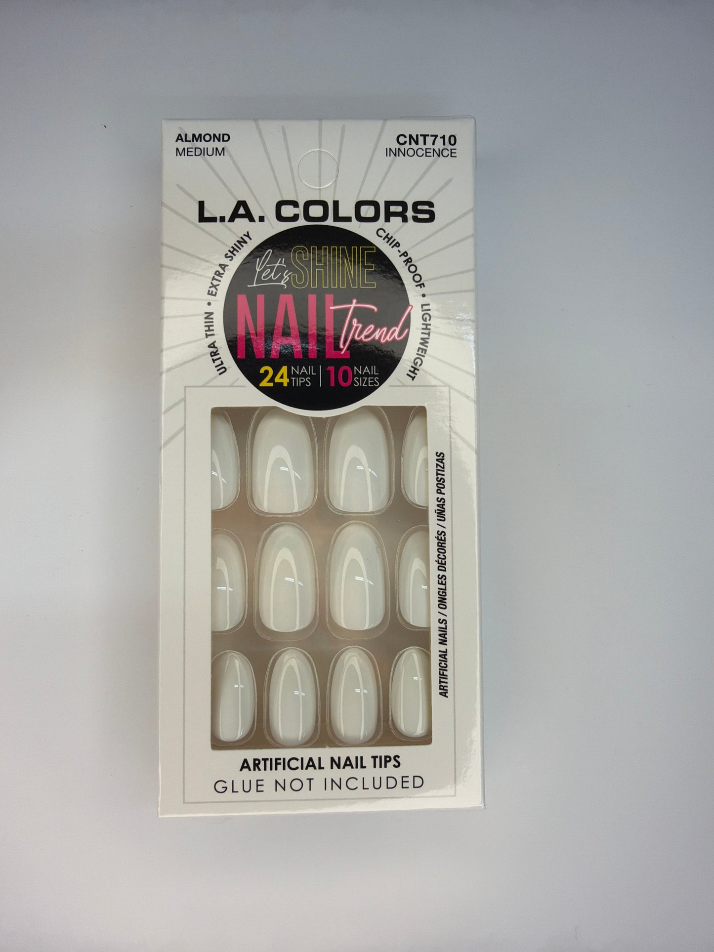 L.A. COLORS Nail Trend Nail Tips CNT710 Innocence 

 Almond Medium Shape, 24 Ultra-Shiny Artificial Nail Tips product image