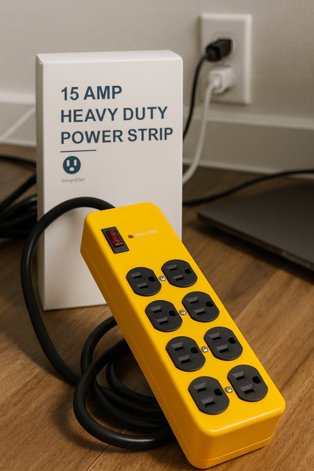 15 AMP Heavy Duty Power Strip – Surge Protector with Multiple Outlets