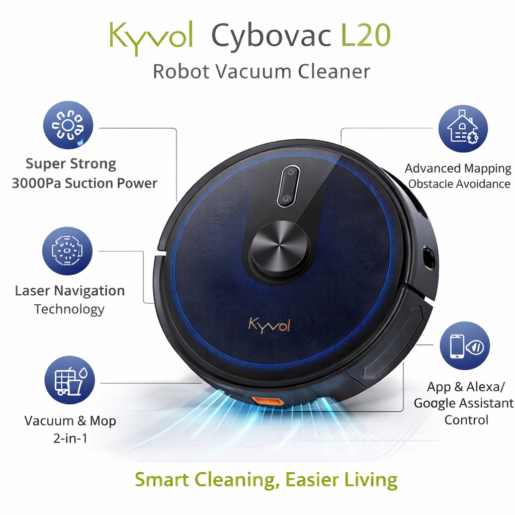 Robot Vacuum and Mop Combo with 2.4GHz WiFi Smart Control and 4 Cleaning Modes Robotic Vacuum Cleaner