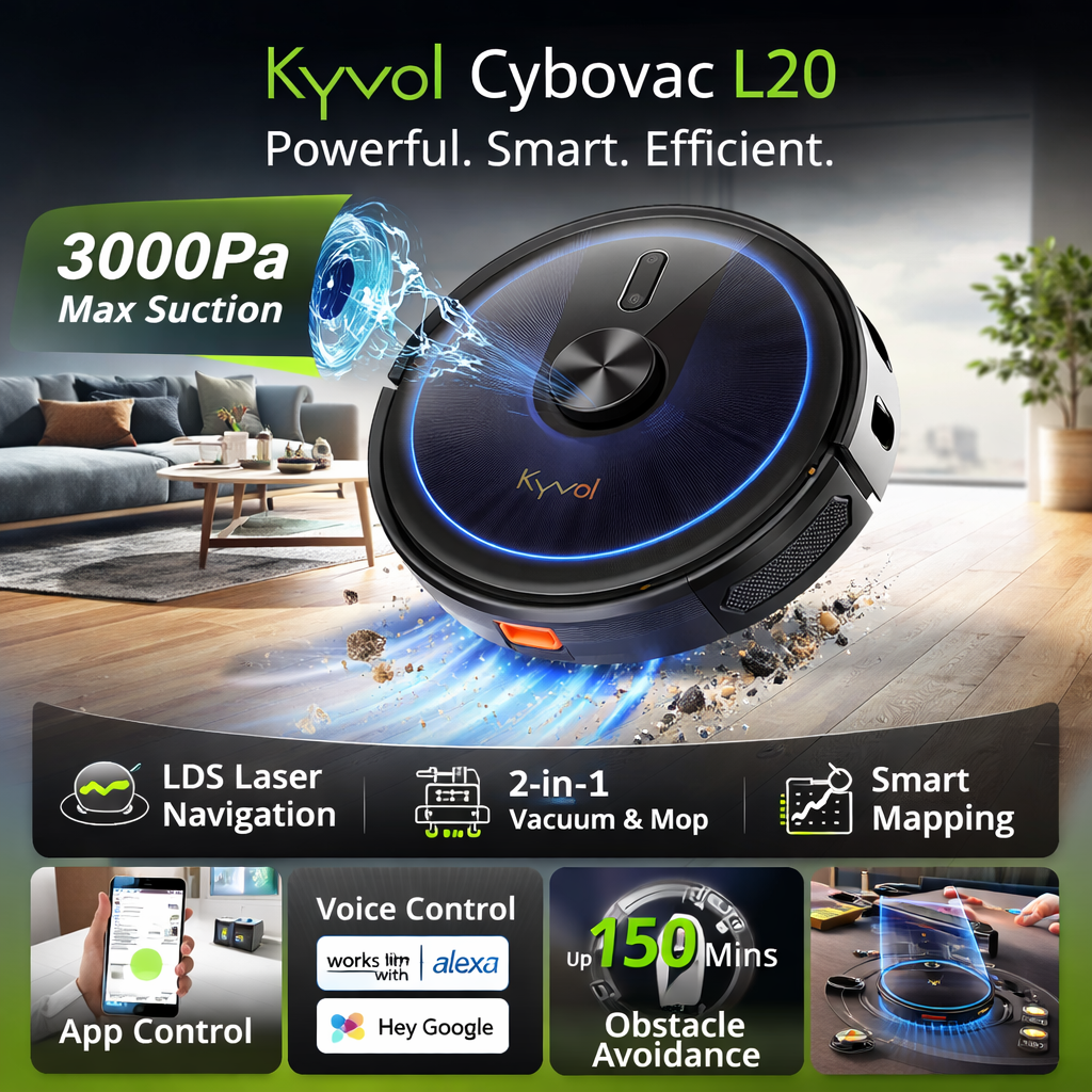 Robot Vacuum and Mop Combo with 2.4GHz WiFi Smart Control and 4 Cleaning Modes Robotic Vacuum Cleaner