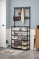Free Standing Metal Shoe Rack Organizer Space Saving Closet Entryway Shoe Shelf Stand