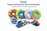 Toozey Puppy Teething Chew Toys for Small Dogs Colorful Donut Durable Puppy Toy Set