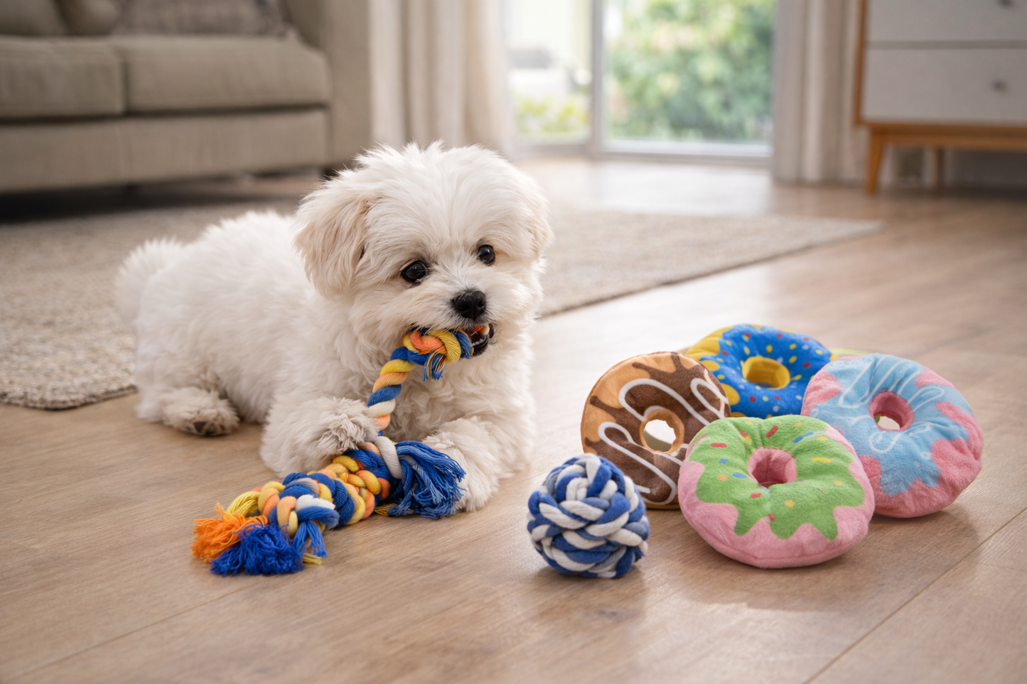 Toozey Puppy Teething Chew Toys for Small Dogs Colorful Donut Durable Puppy Toy Set