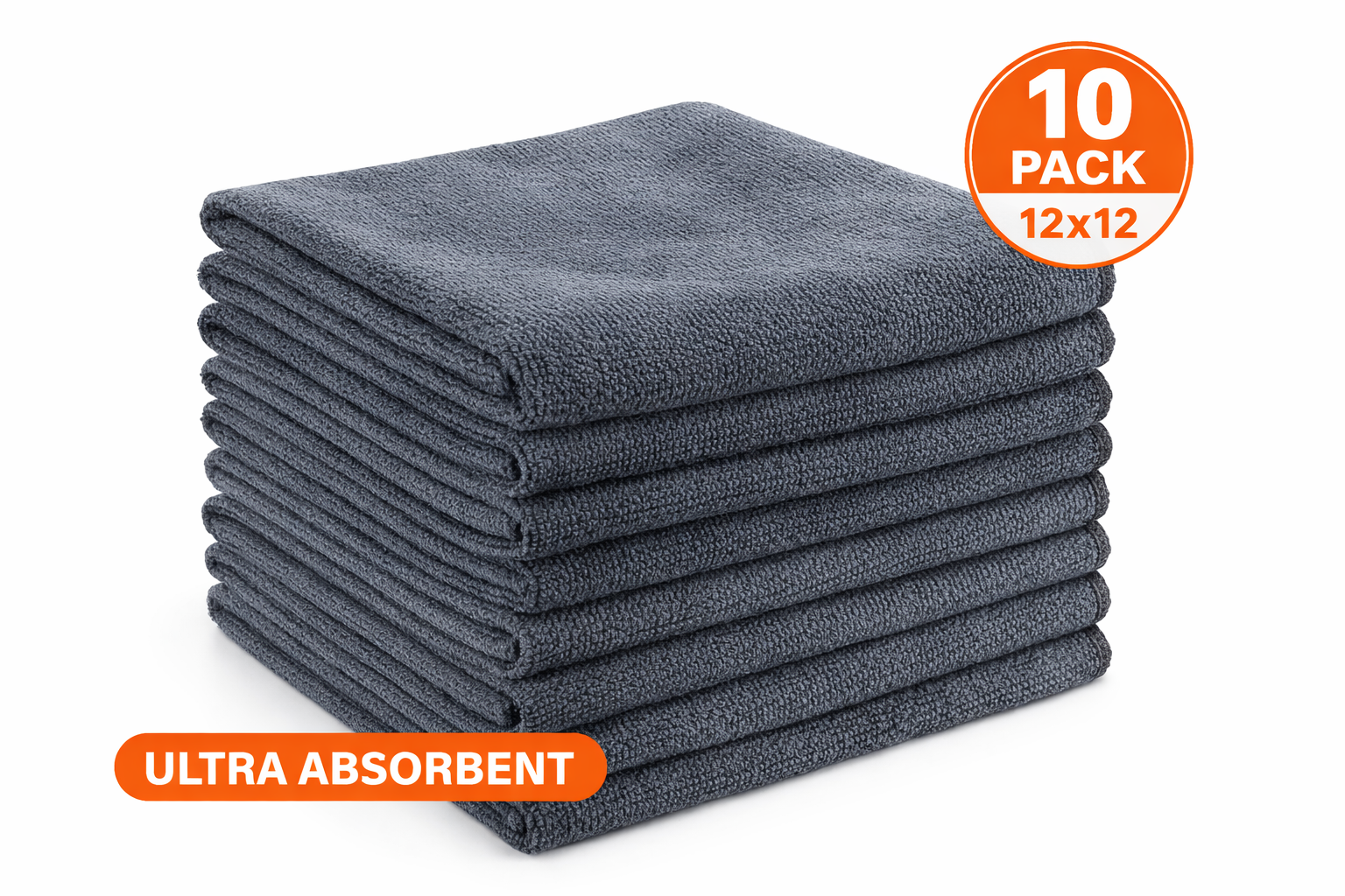 Kinhwa Microfiber Dish Cloths 12x12 Inch 10 Pack Ultra Absorbent Fast Drying Kitchen Cleaning Rags