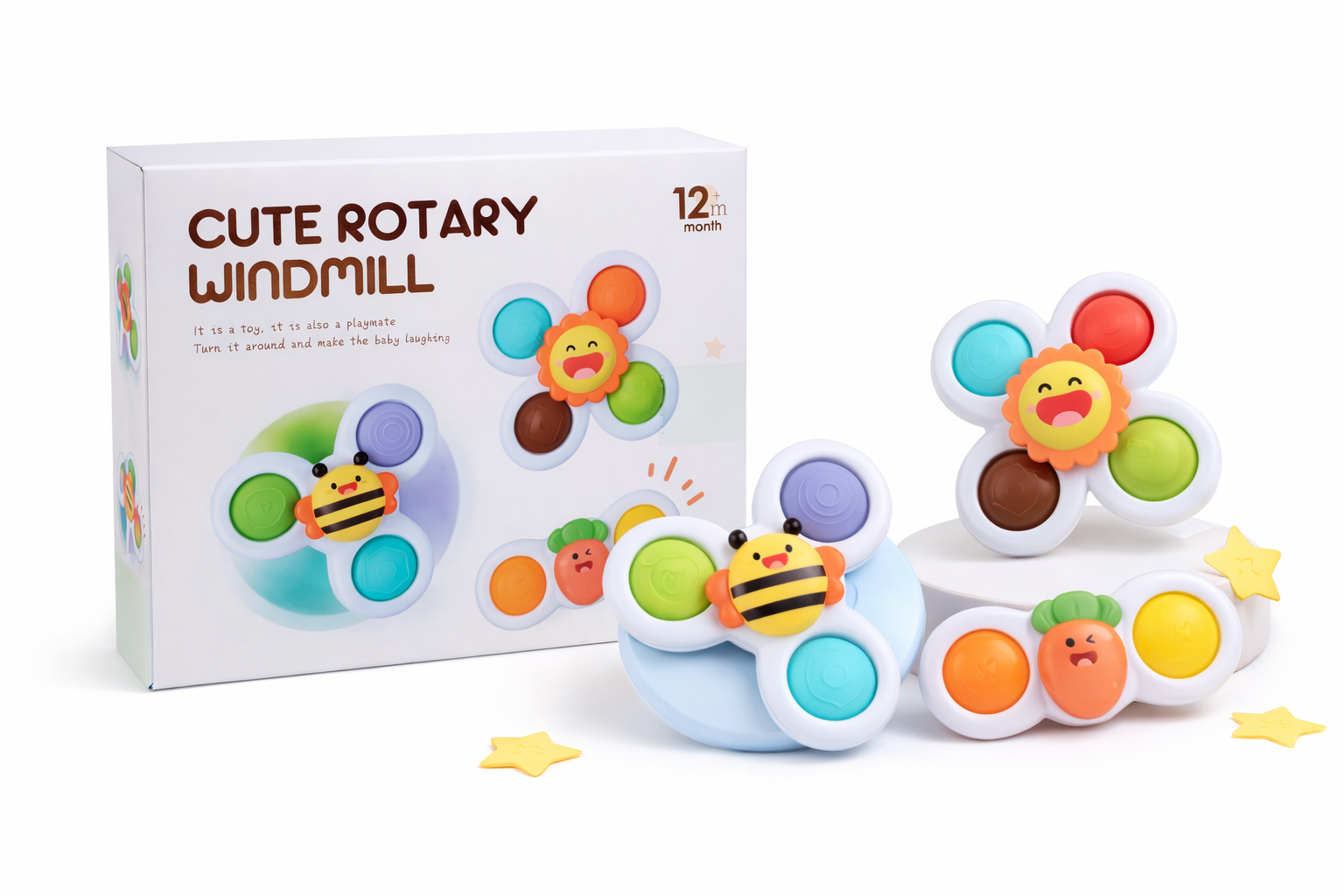 Cute Rotary Windmill Baby Toy – Suction Cup Spinner (12+ Months)