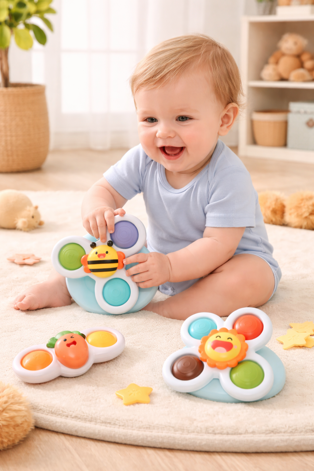 Cute Rotary Windmill Baby Toy – Suction Cup Spinner (12+ Months)