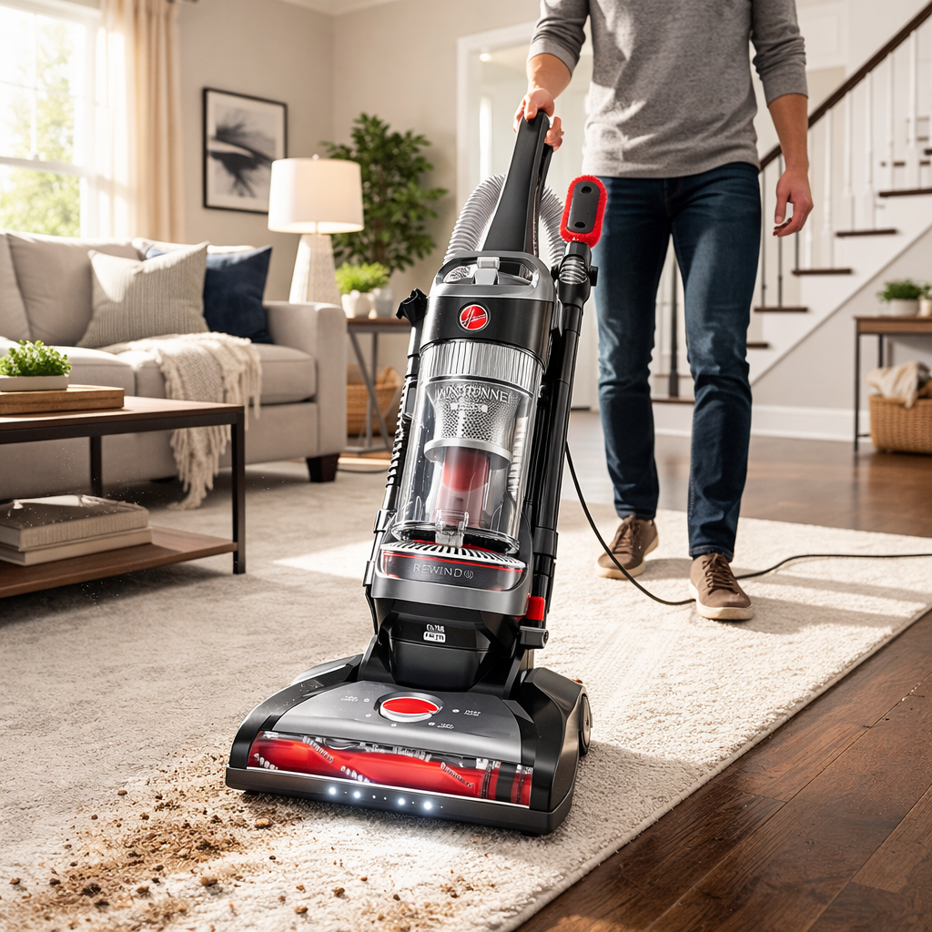 Hoover WindTunnel Whole House Rewind Upright Vacuum Cleaner – Corded, Bagless, Multi-Floor (Refurbished)