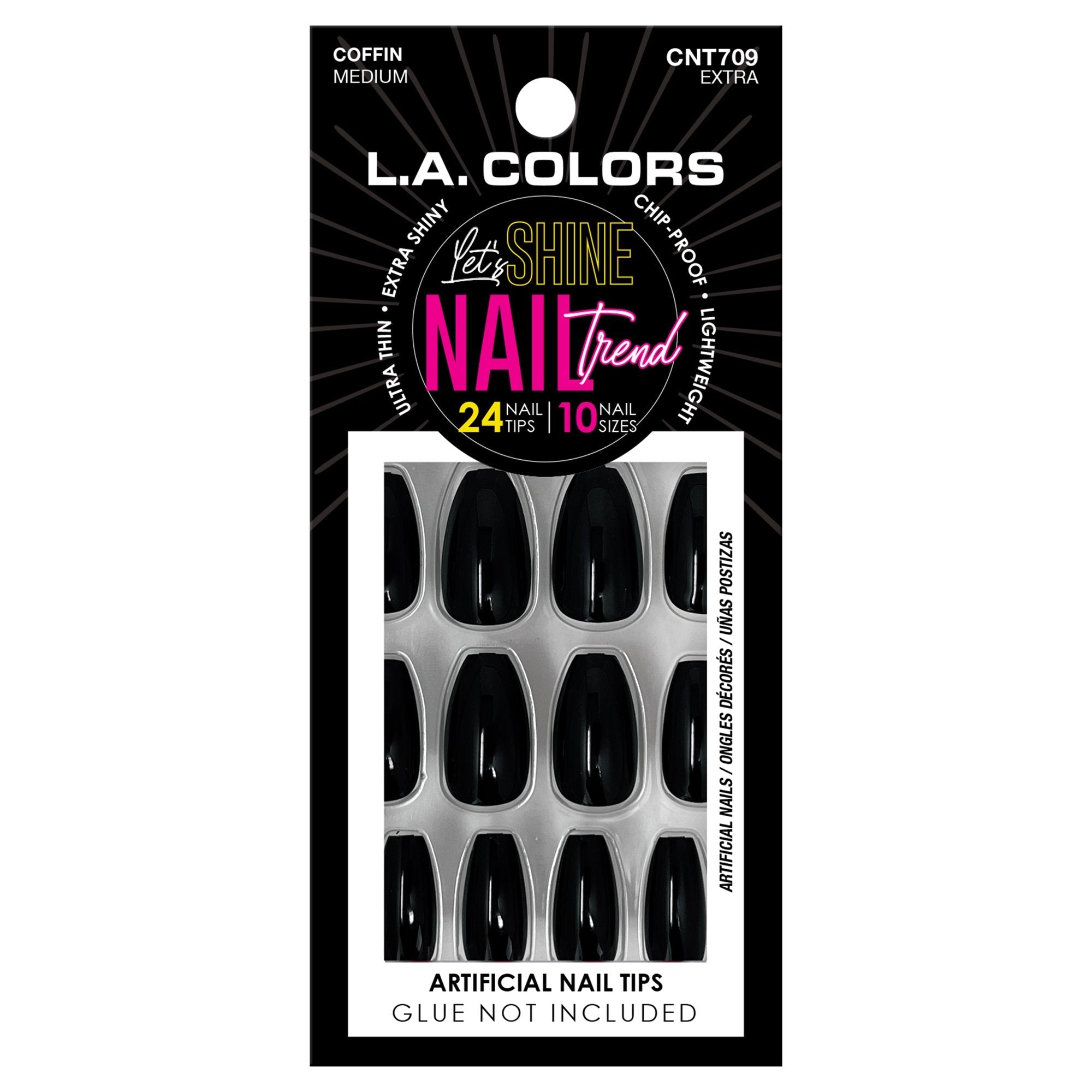 L.A. COLORS Nail Trend Artificial Nail Tips CNT709 Extra 

 Coffin Medium Shape, 24 Ultra-Shiny Press-On Nails product image