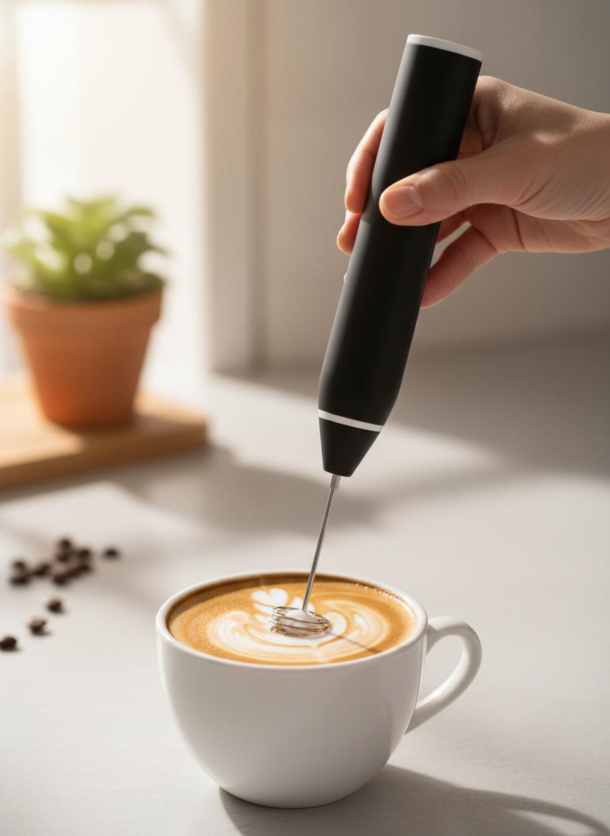 USB Rechargeable Handheld Milk Frother - 3-Speed Electric Foam Maker with 2 Stainless Whisks