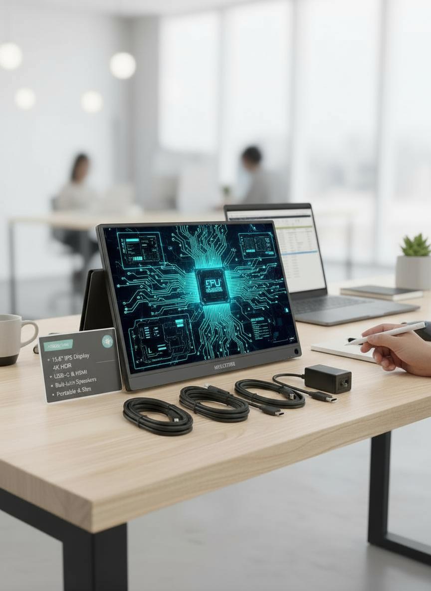 Portable Monitor 15.6" Ultra Slim USB-C External Display for Laptop Phone and Gaming