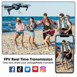 Drones with Camera for Adults Kids, Foldable RC Quadcopter, Helicopter Toys, 1080P FPV Video Drone for Beginners, 2 Batteries, Carrying Case, One Key Start, Altitude Hold,Headless Mode,3D Flips