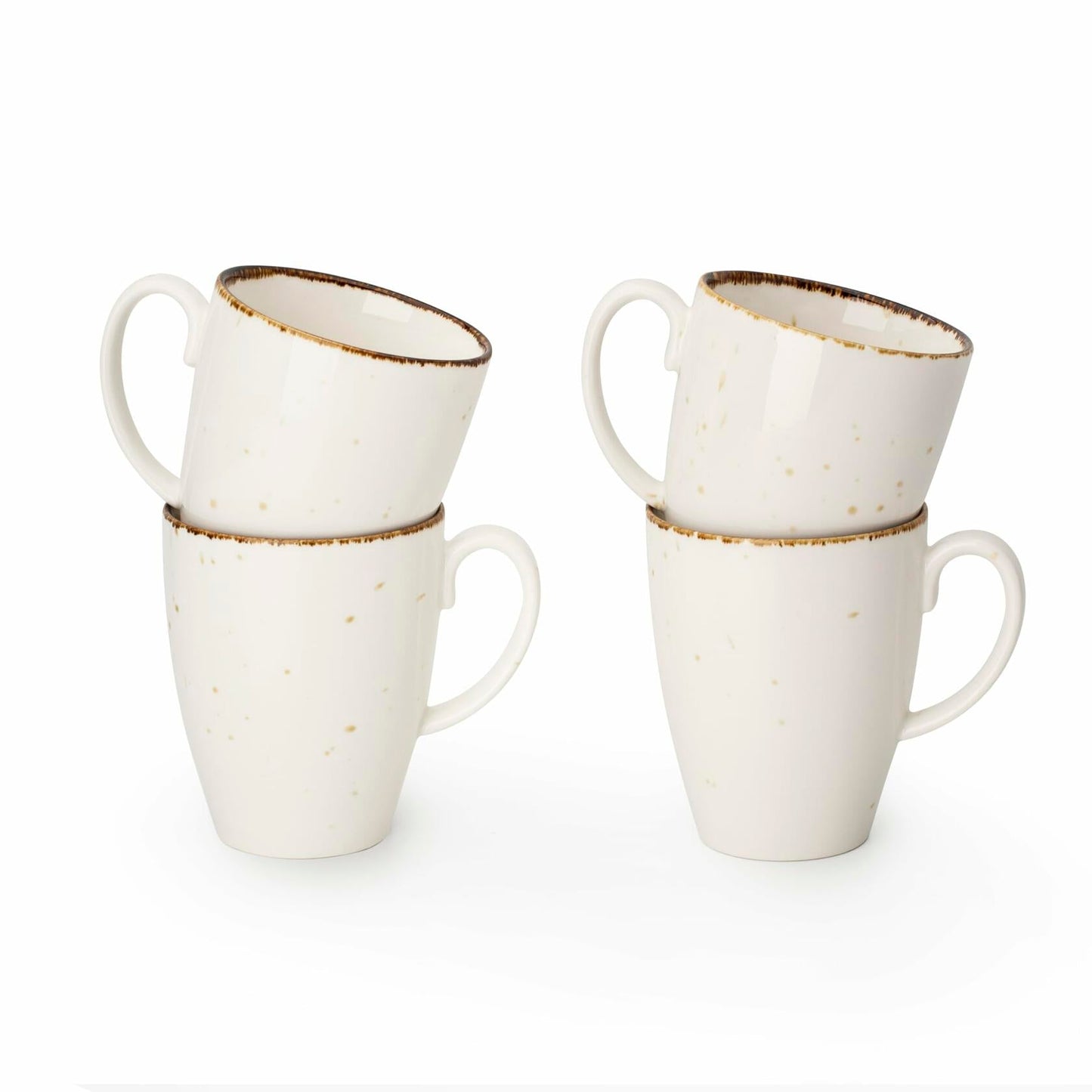 Porcelain Coffee Mug Set of 4. Cups for Tea, Cappuccino, Latte, Chocolate, Hot or Cold Drinks. Porcelain Coffee Cups with Big Handle 12.5 oz. Microwave, Oven, and Dishwasher Safe, Scratch Resistant